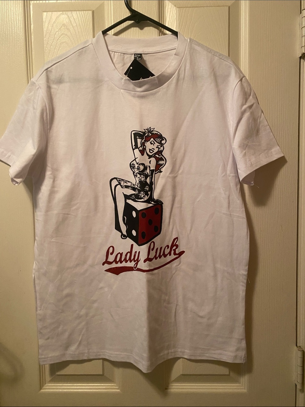 Lady Luck Graphic Tee - White Men’s Short Sleeve Shirt